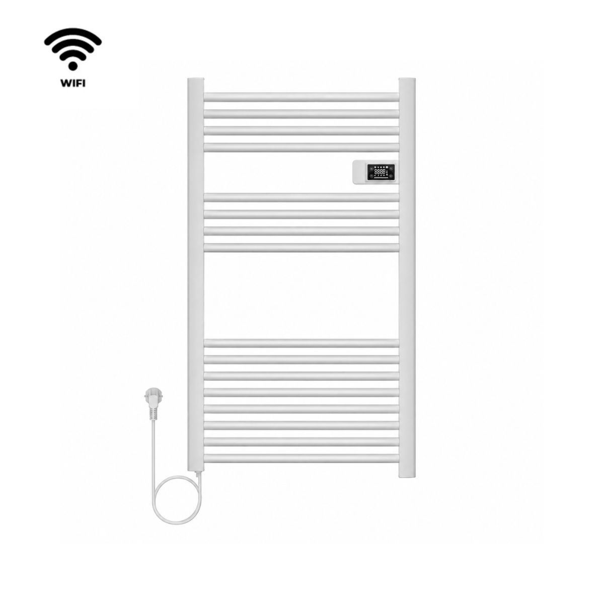 VERKEN - Secador de Toallas para Baño con WIFI - Calentador Toallero Eléctrico Mural -  Viglio Blanco Cable Izquierdo