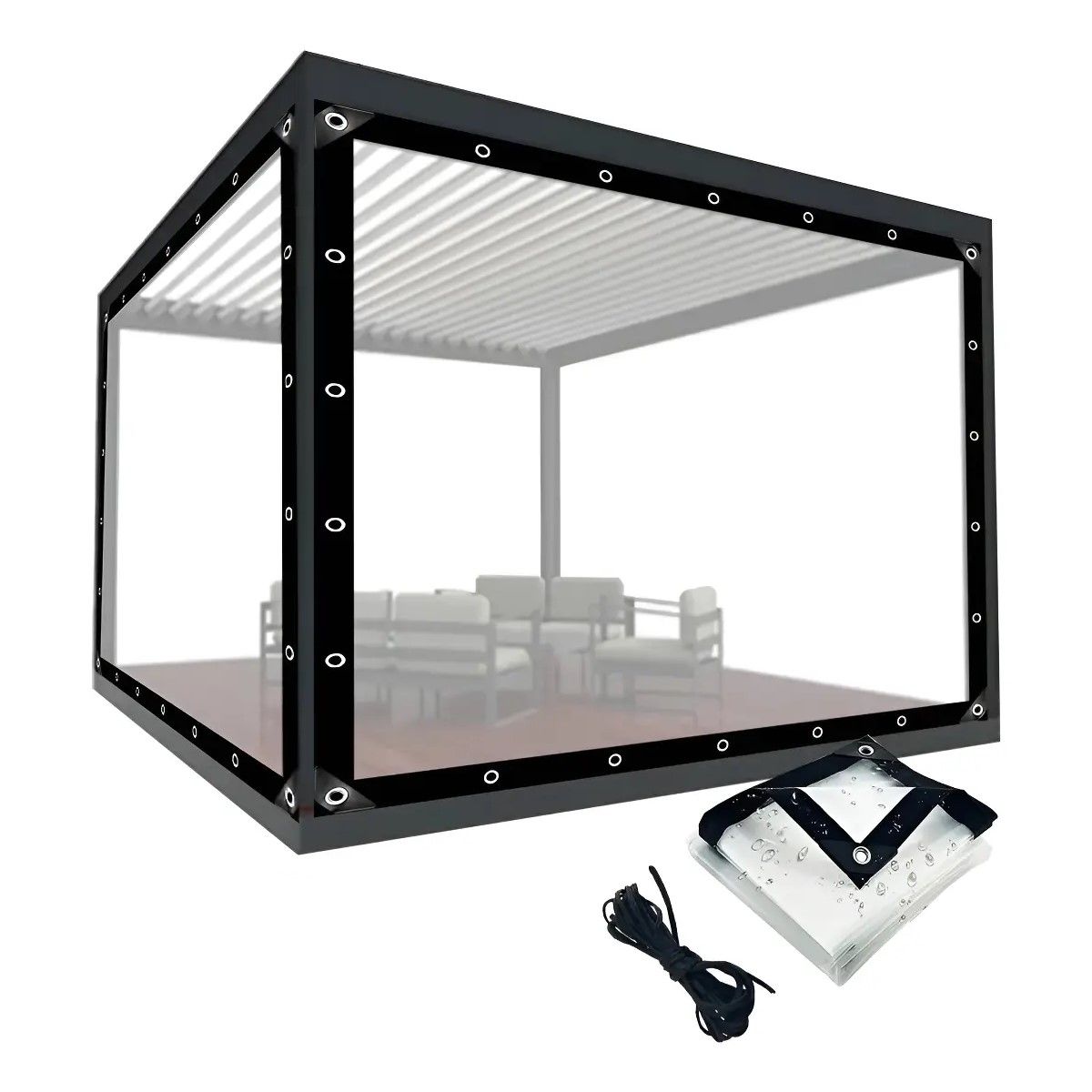 GENERICO - 3×4m Lonas Transparentes Resistentes Impermeables+10m Cuerda BELUG