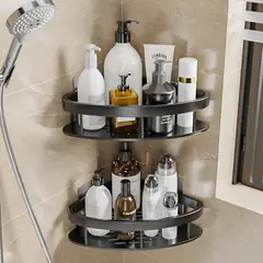 GENERICO - Pack 2 Repisas Organizadoras Para Ducha Esquinero Baño Negro