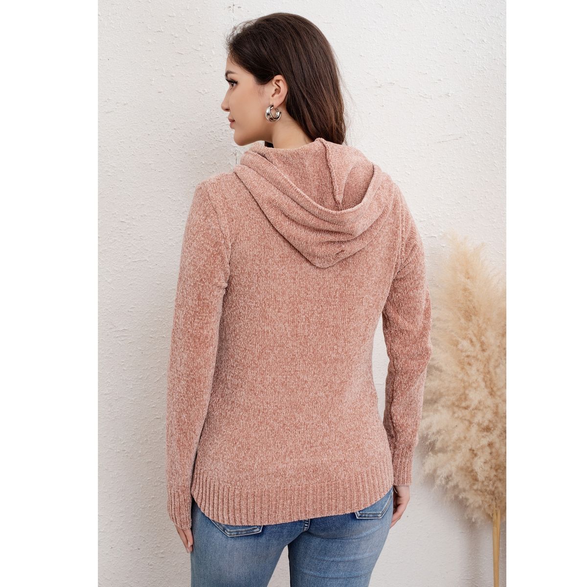 LIKE SHOP - Sweater Mujer Invierno Chenille Canguro Con Gorro Colores 6007