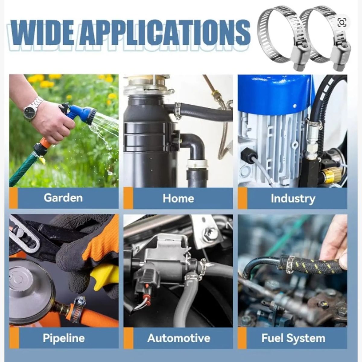 GENERICO - Pack x100 Abrazaderas Manguera Metálica 8 Medidas Pervoi 2RL Hose Clamp Retainer Kit-215