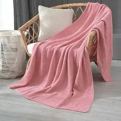 GENERICO - Manta Estilo Nordica Tejida Frazada Decorativa 130x160cm Color Rosado