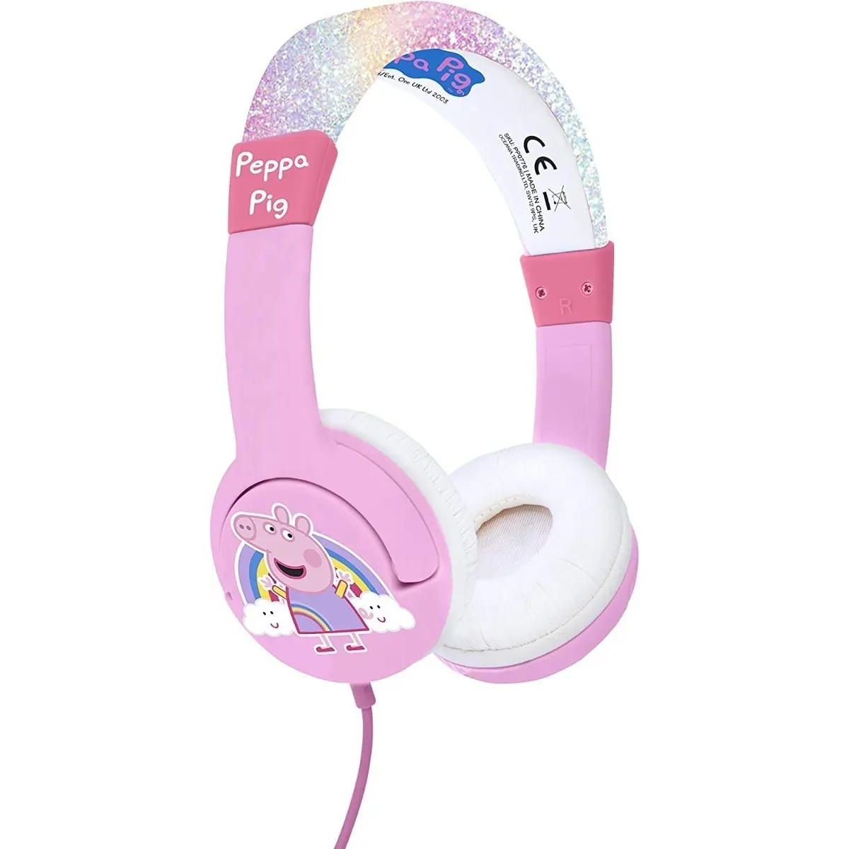 GENERICO - Audífonos para niños color rosa con diseño Peppa Pig
