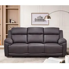 MSA MUEBLES SANTA ANA - Sofá Reclinable c/ Consola Fiorera Manual 3 Cuerpos Café