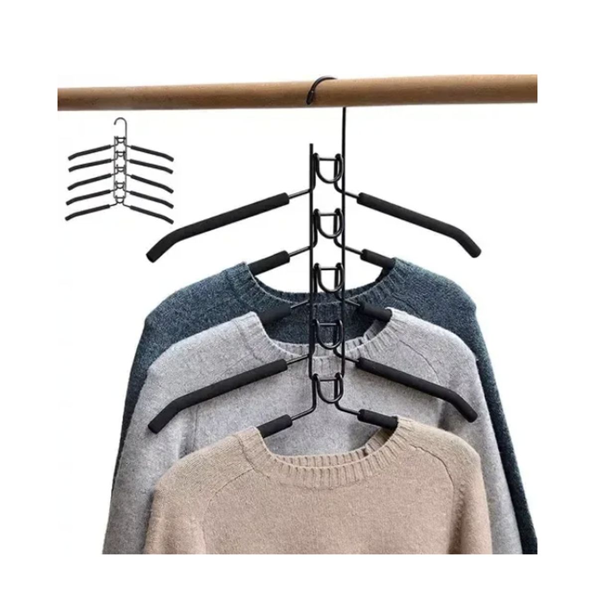 GENERICO - Colgador Vertical Multifuncional Ahorra Espacio De 5 Niveles Organizador De Ropa