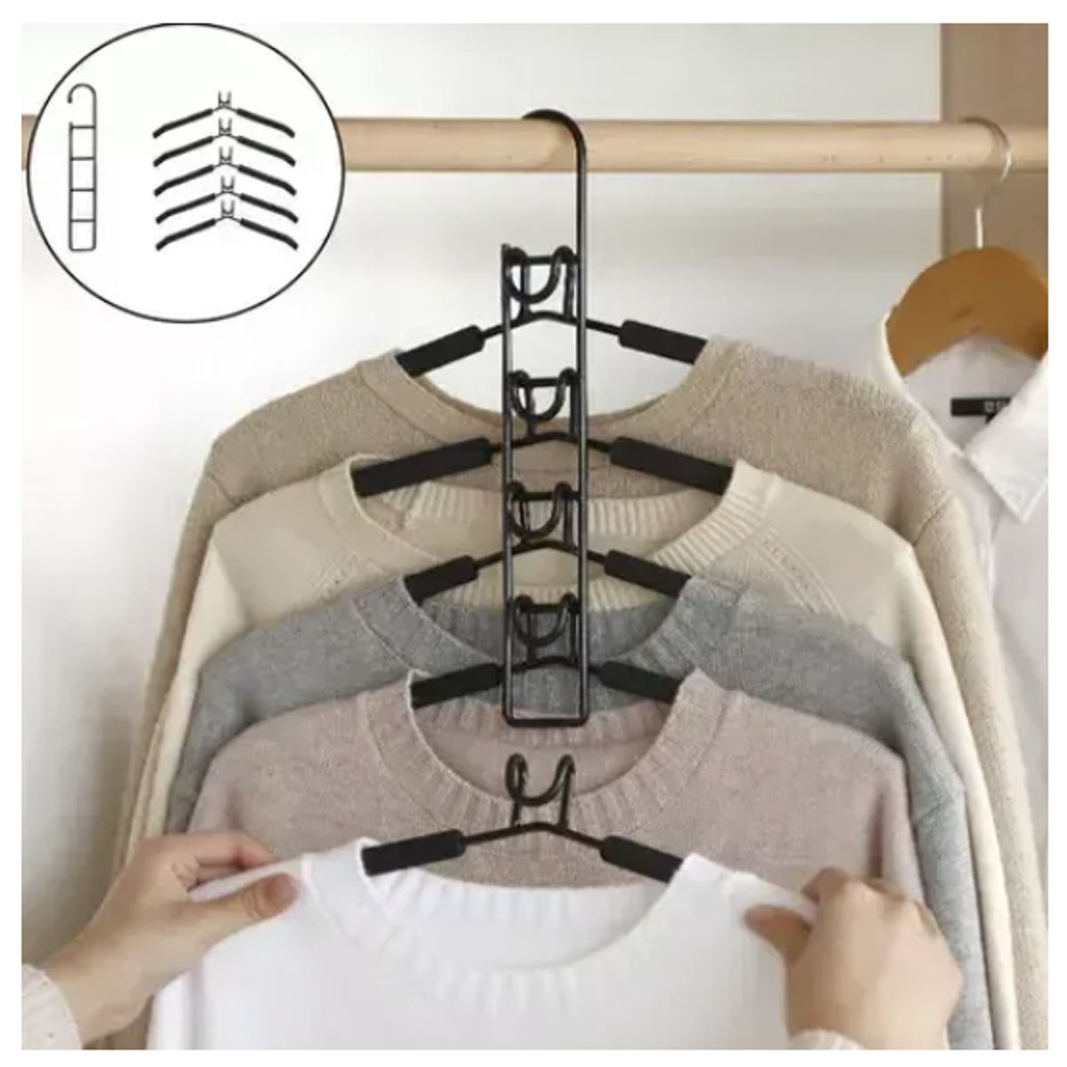 GENERICO - Colgador Vertical Multifuncional Ahorra Espacio De 5 Niveles Organizador De Ropa