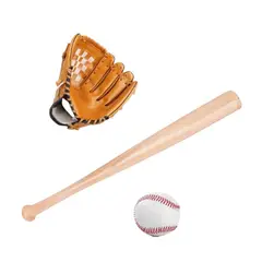 GENERICO - Set De Béisbol Bate De Madera + Pelota + Guante Infantil