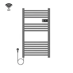 VERKEN - Secador de Toallas para Baño con WIFI - Calentador Toallero Eléctrico Mural - Viglio Negro Cable Izquierdo