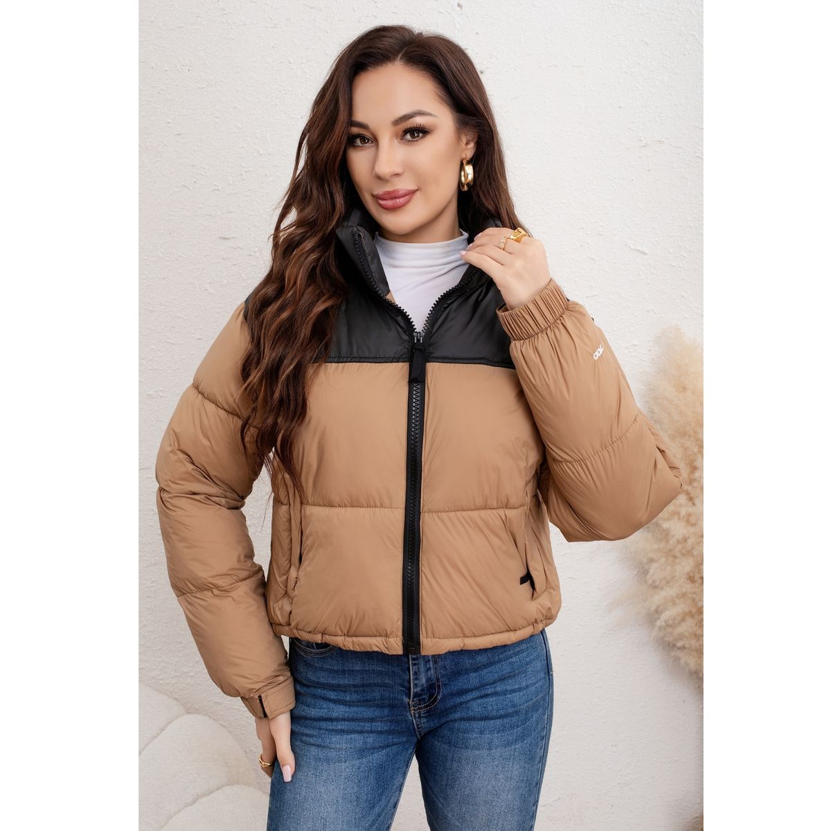 LIKE SHOP - Parka Chaqueta Mujer Puffa Acolchada Gruesa Bi Color Bolsillos 0027