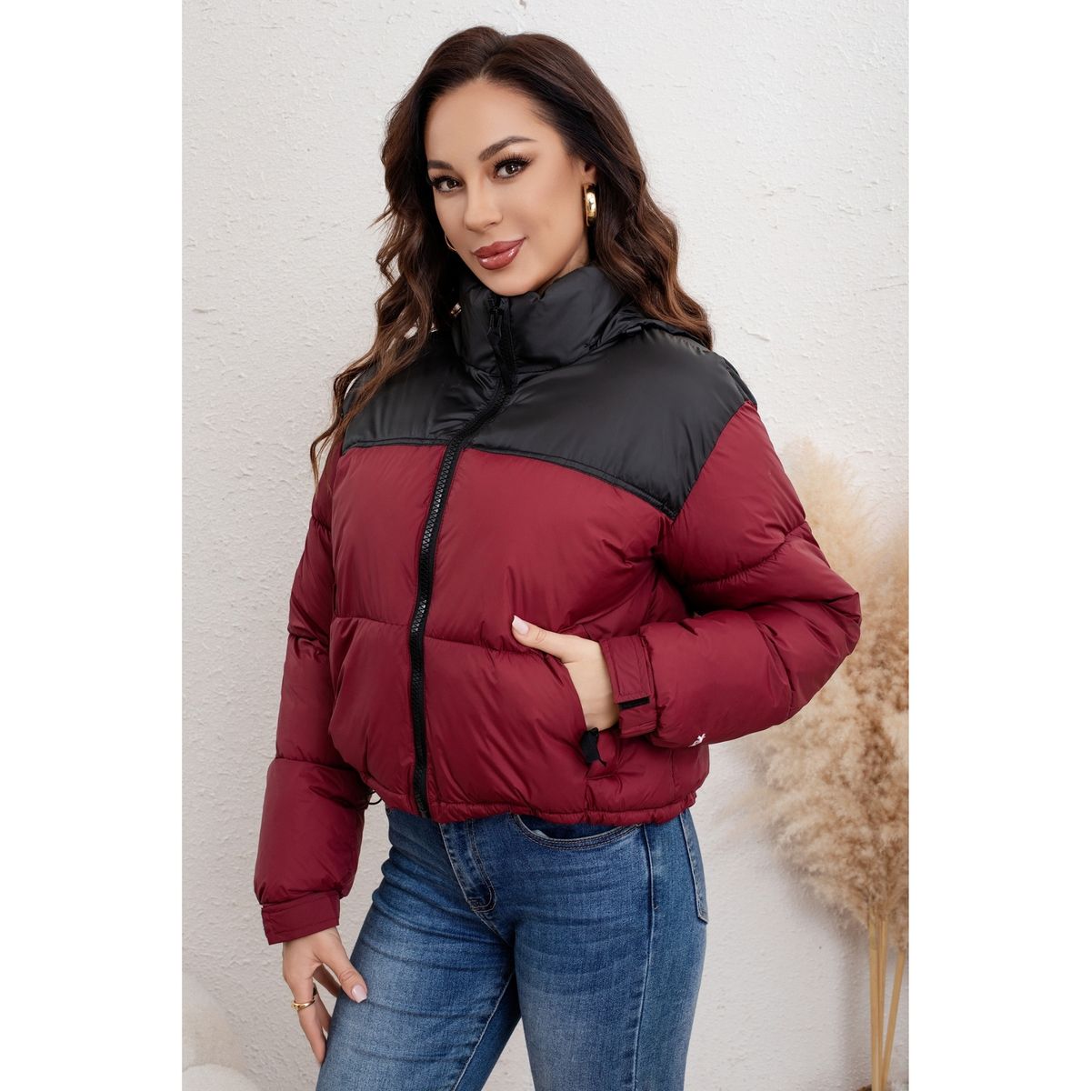 LIKE SHOP - Parka Chaqueta Mujer Puffa Acolchada Gruesa Bi Color Bolsillos 0027