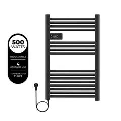 VERKEN - Secador Toallas Vesubio - Calentador Toallero Eléctrico Mural - Negro Cable Izquierdo