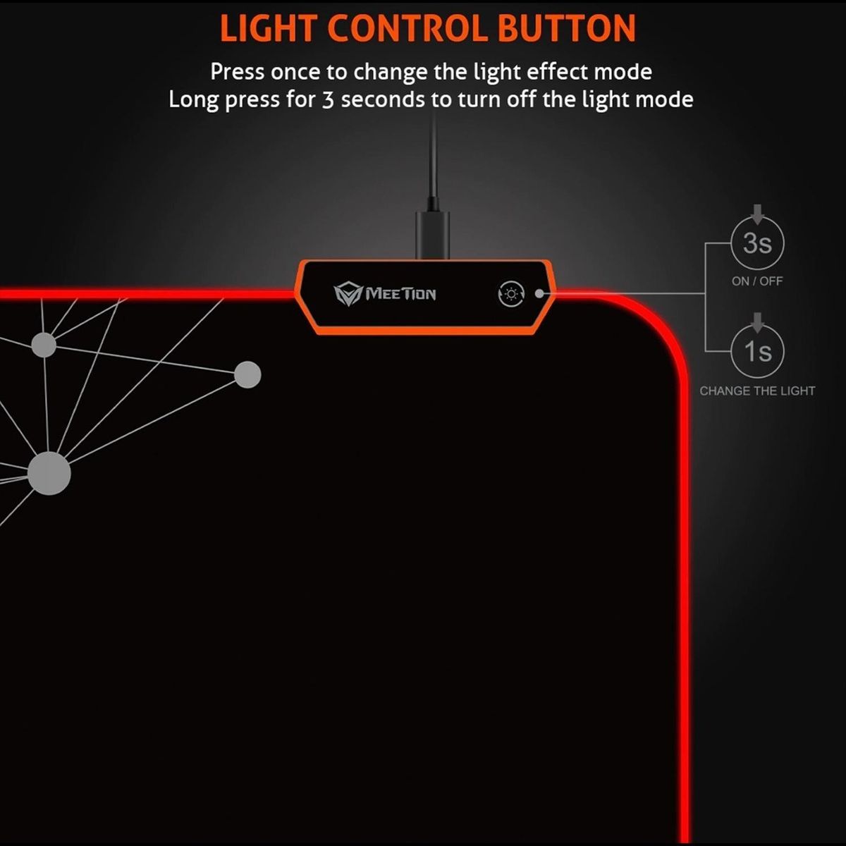 MEETION - Mousepad Gamer RGB Meetion MT-PD120 Control de Luz