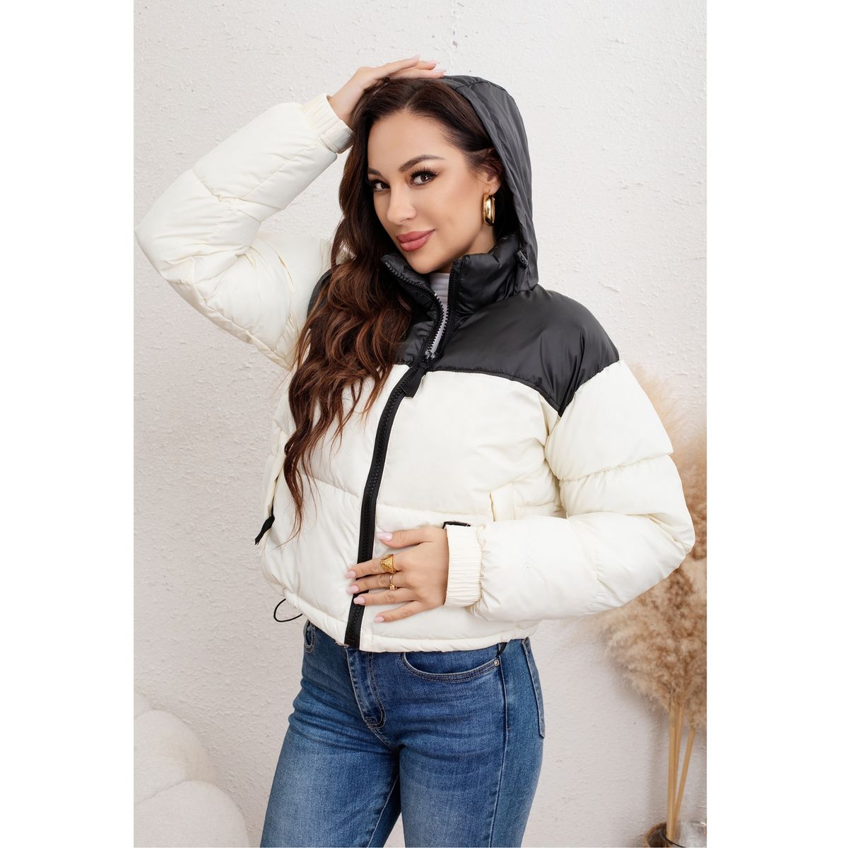 LIKE SHOP - Parka Chaqueta Mujer Puffa Acolchada Gruesa Bi Color Bolsillos 0027