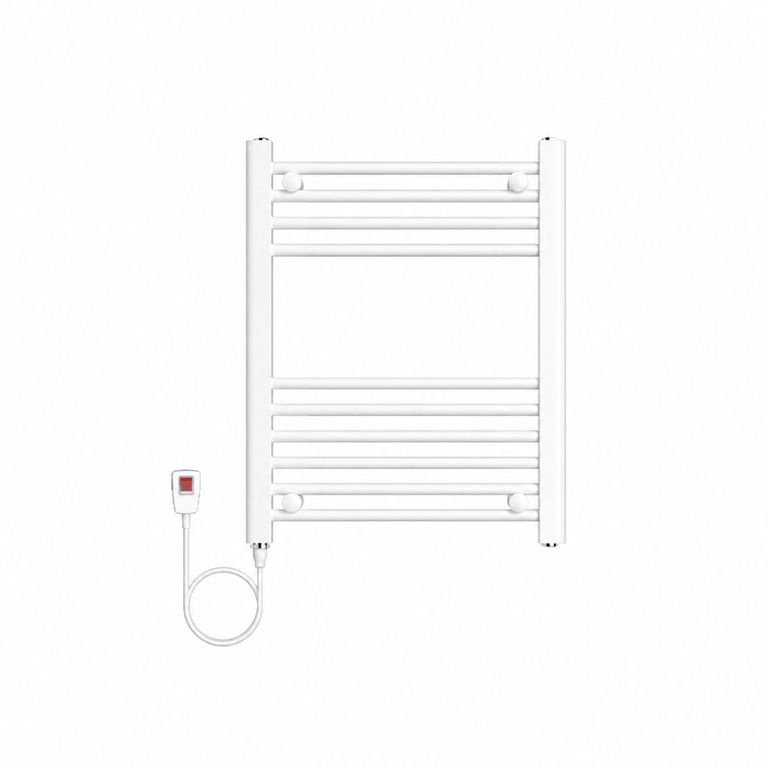 VERKEN Secador de Toallas Eléctrico para Baño 200W Mural 60x50 cm Blanco Cable Izquierdo