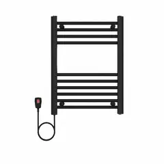 VERKEN - Secador de Toallas Eléctrico para Baño 200W Mural 60x50 cm Negro Cable Izquierdo