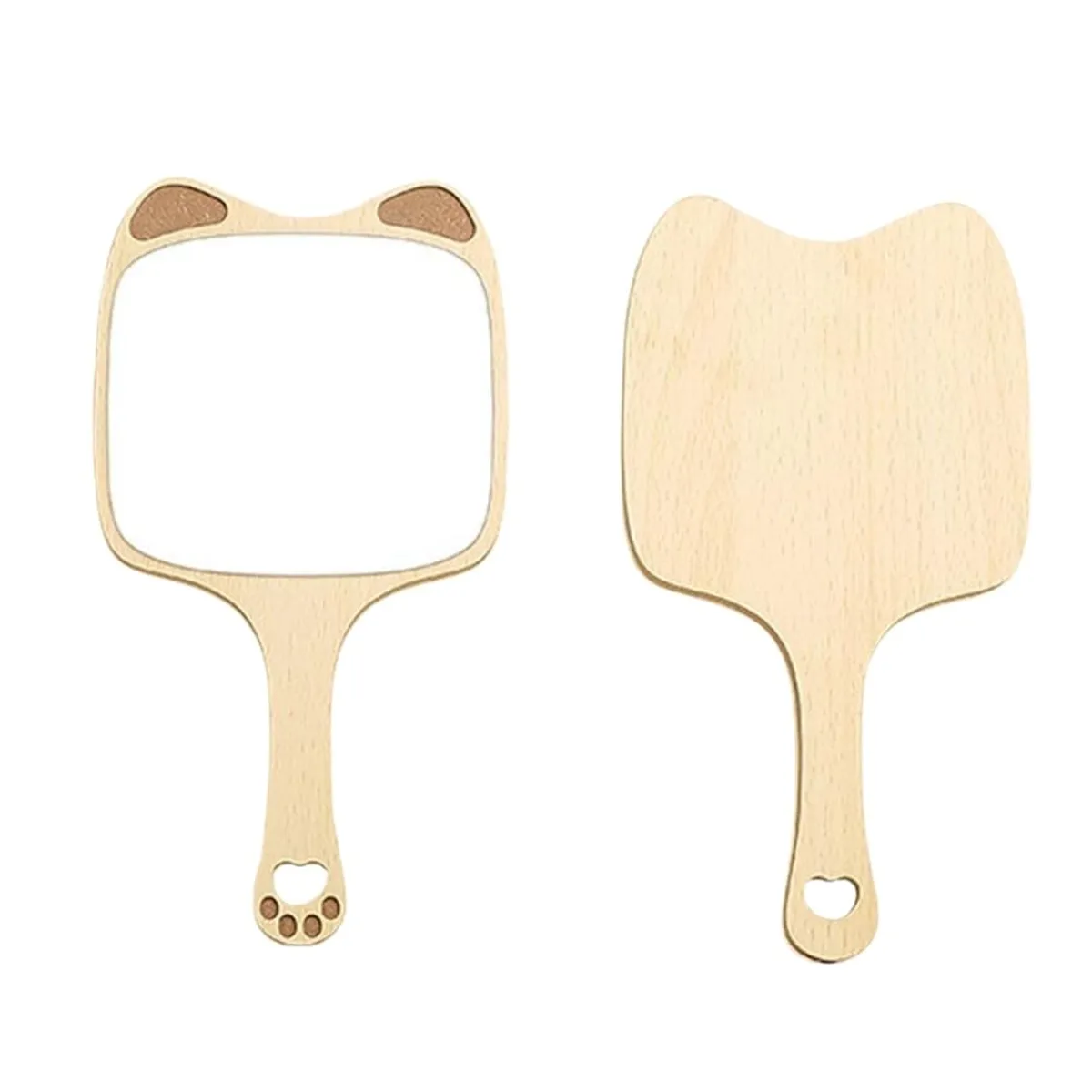 GENERICO - Espejo de Mano Multifuncional en madera estilo gatito