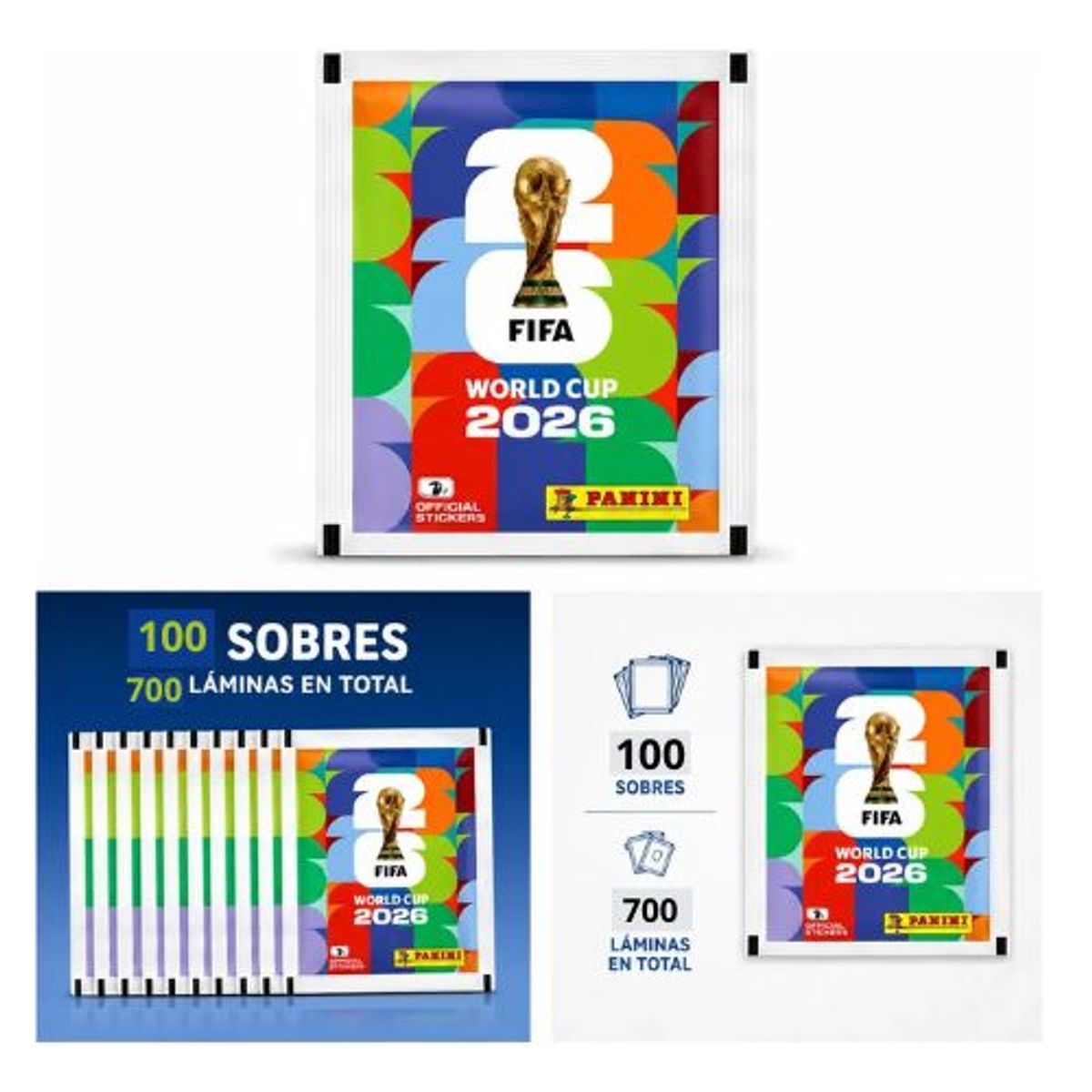 GENERICO - 100 Sobres Oficiales Panini FIFA World Cup 2026 – 700 Láminas Selladas
