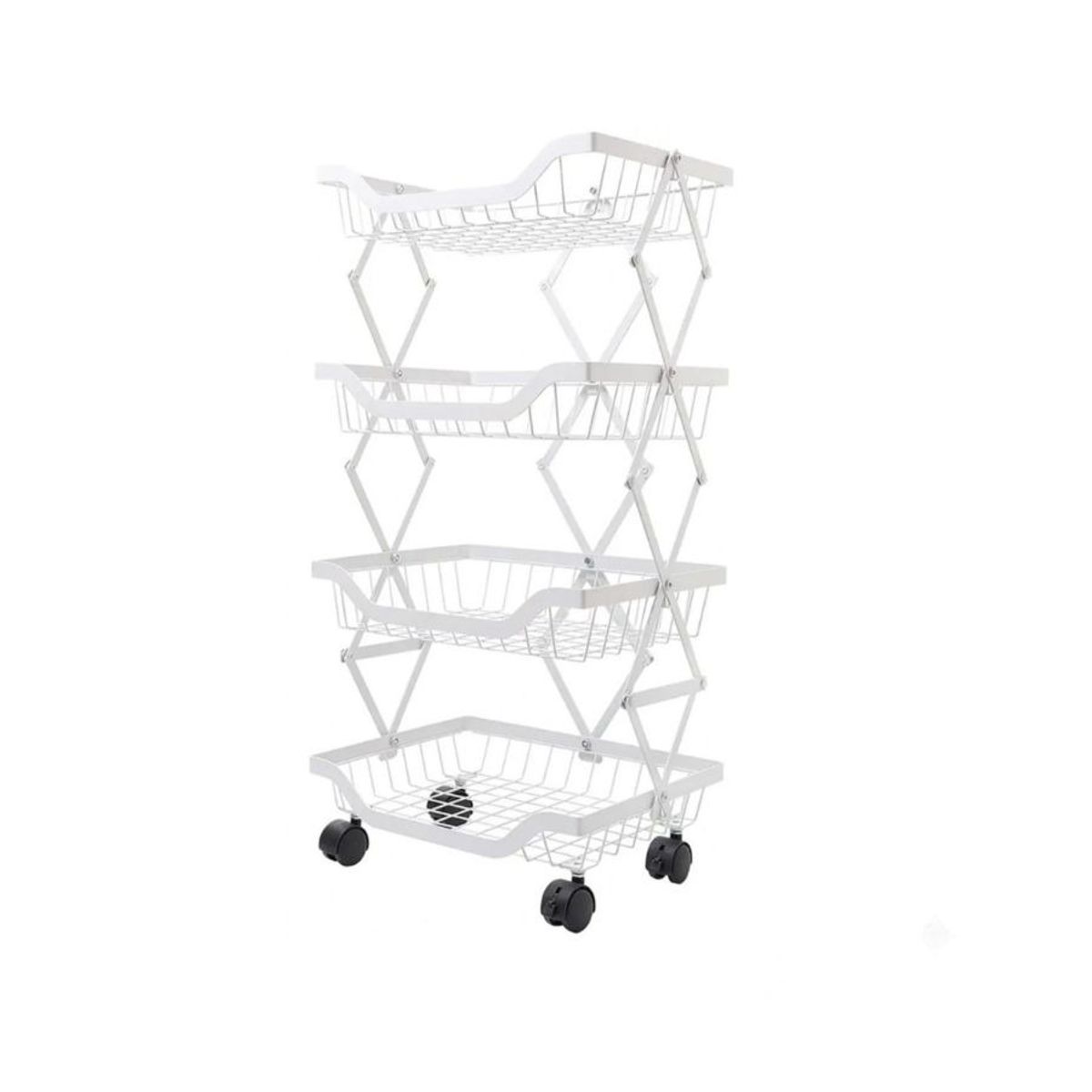 GENERICO - Organizador Multiuso Carrito Auxiliar 4 Niveles Ruedas Blanco