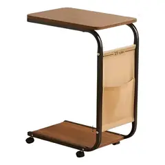 GENERICO - Mesa auxiliar de madera blanca con ruedas 63 cm