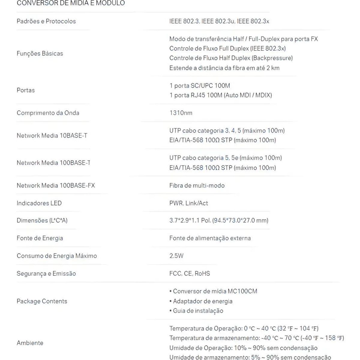 GENERICO - Convertidor multimedia multimodo 10100 Mbps TP-Link MC-1