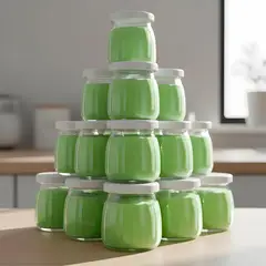 GENERICO - Frascos de vidrio redondos para yogur 200ml con tapa