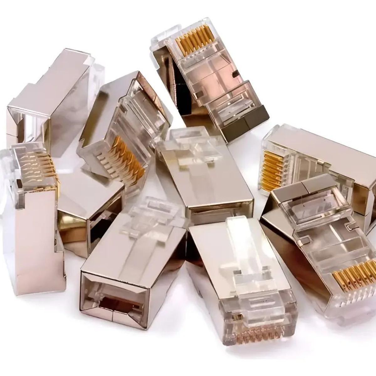 GENERICO - Bolsa Conectores Terminal RJ45 Metálico Cat 5 Ethernet