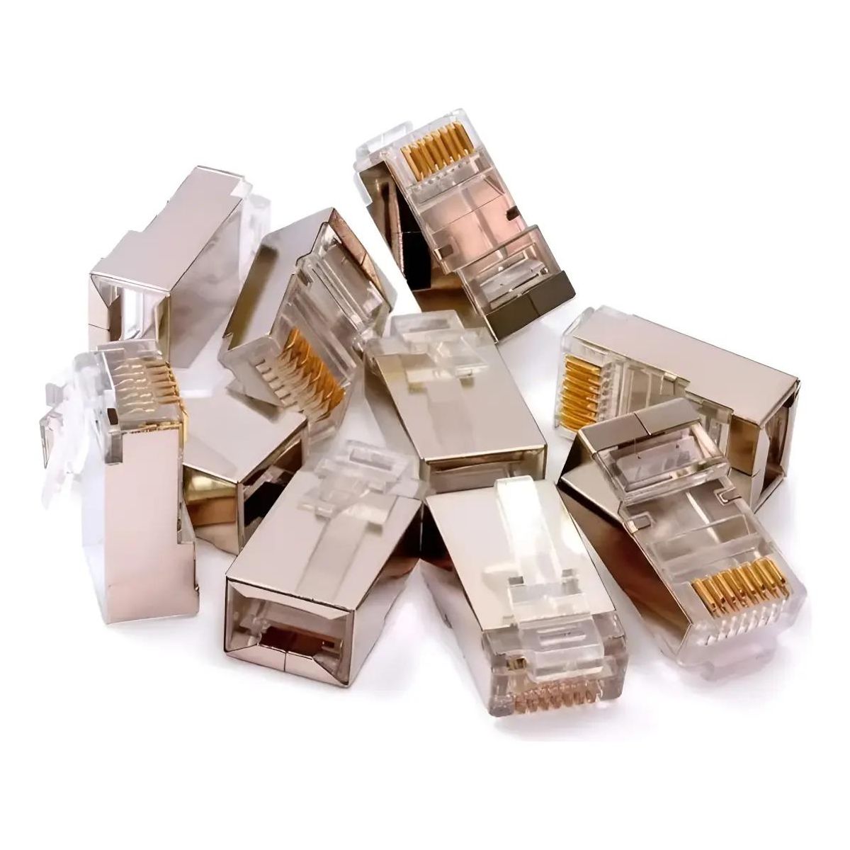 GENERICO - Bolsa Conectores Terminal RJ45 Metálico Cat 5 Ethernet
