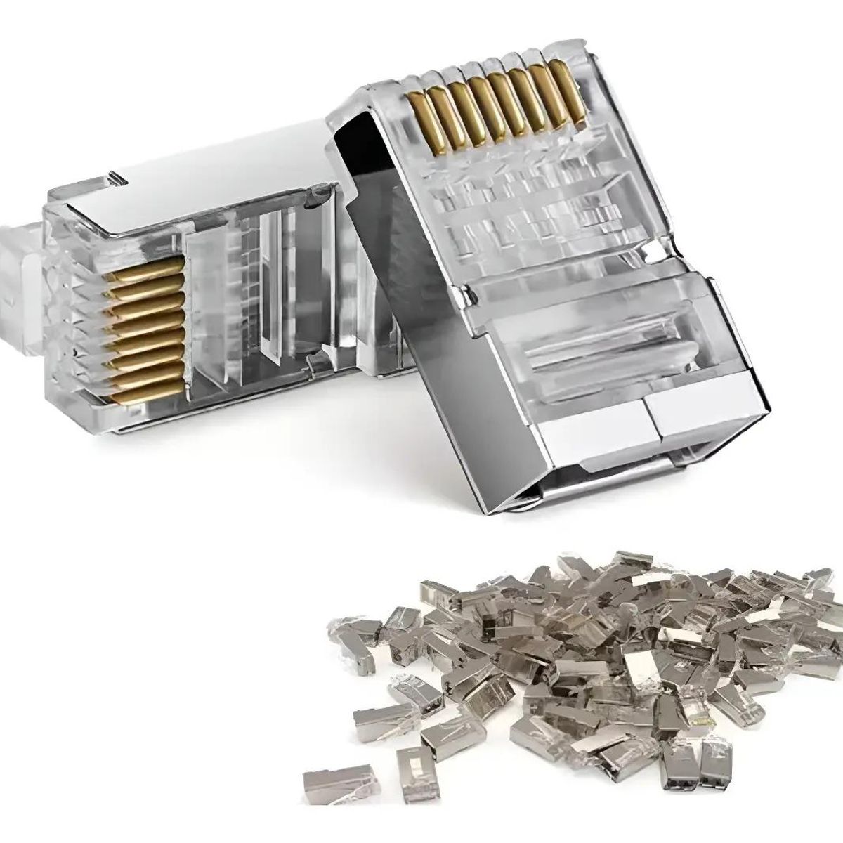 GENERICO - Bolsa Conectores Terminal RJ45 Metálico Cat 5 Ethernet