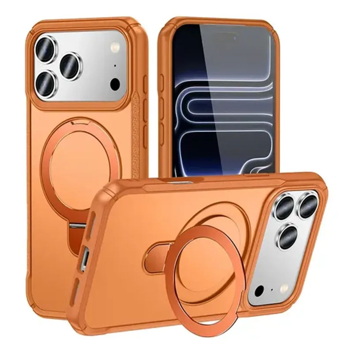 GENERICO - Carcasa Reforzada Soporte Magnético iPhone 17 Pro Naranja