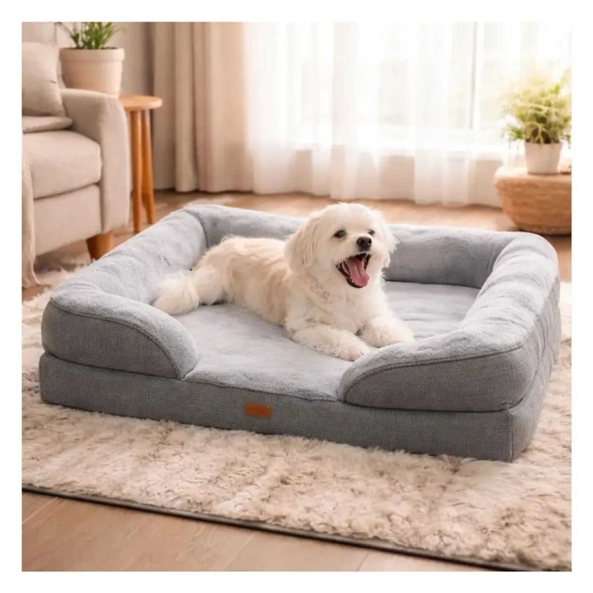 GENERICO - Cama Sofá Para Perro Mascotas Grande 96x71x16 Gris