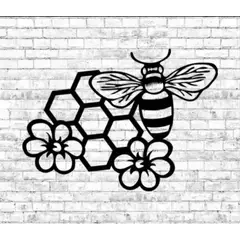 GENERICO - Cuadro Decorativo de Madera con Figura de Abeja y Panal