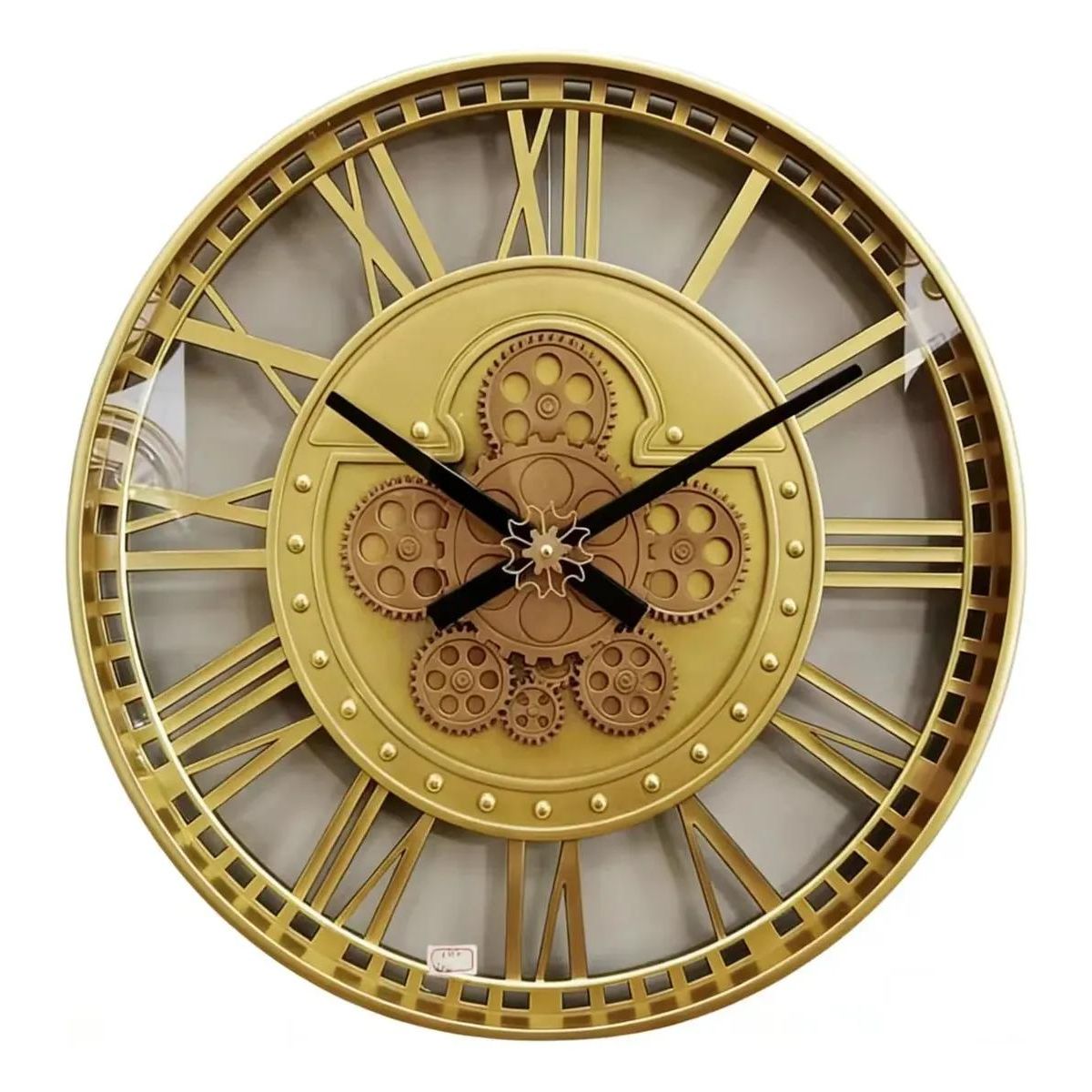 GENERICO - Reloj de Pared Vintage Amarillo con Engranajes Dinámicos
