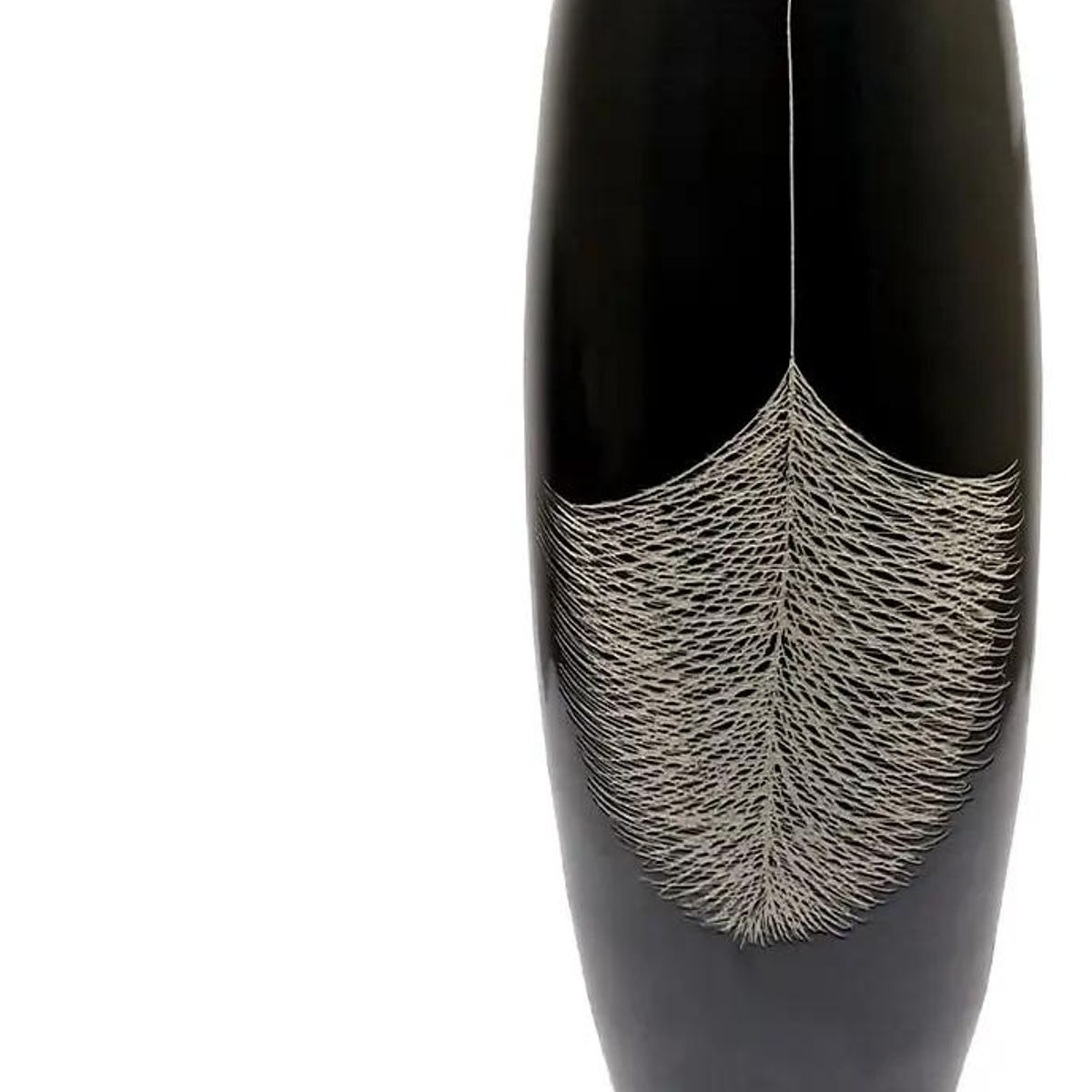 GENERICO - Florero Decorativo de Piso Negro con Diseño de Hoja