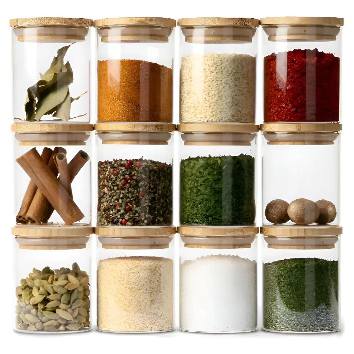GENERICO - Pack 12 Frascos de Vidrio Herméticos para Alimentos