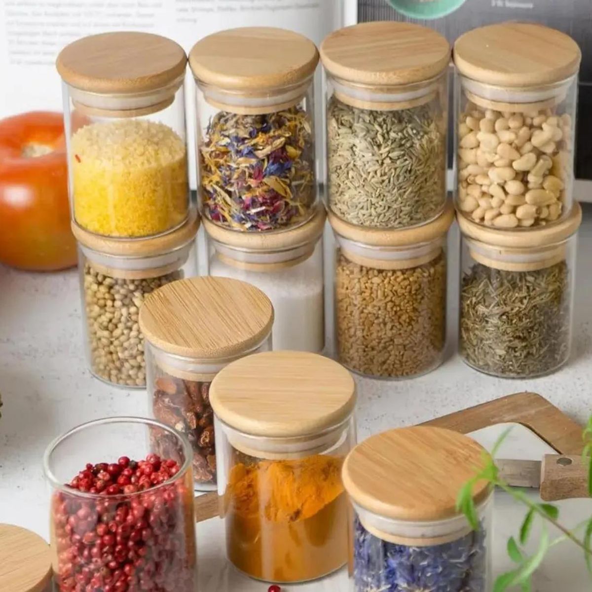 GENERICO - Pack 12 Frascos de Vidrio Herméticos para Alimentos
