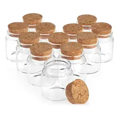 GENERICO - Set 12 Mini Tarros de Vidrio con Tapa de Corcho 100ml