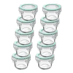 GENERICO - Set 10 Contenedores Herméticos de Vidrio 165ml Redondos
