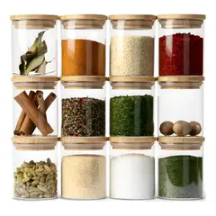GENERICO - Pack 12 Frascos de Vidrio Herméticos para Alimentos