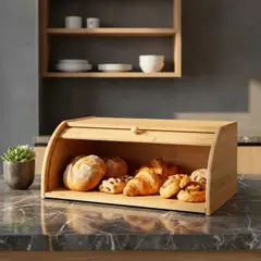 GENERICO - Caja de bambú para almacenamiento de pan natural