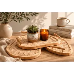 GENERICO - Bandejas Decorativas Naturales, Set 3