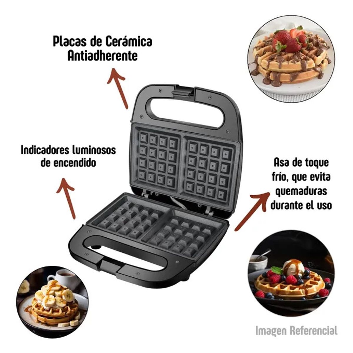 IRM - Waflera Cuadrada Donas Mini Maquina Pack Reposteria Combo Dos En Uno Postres FIGOIMPORT