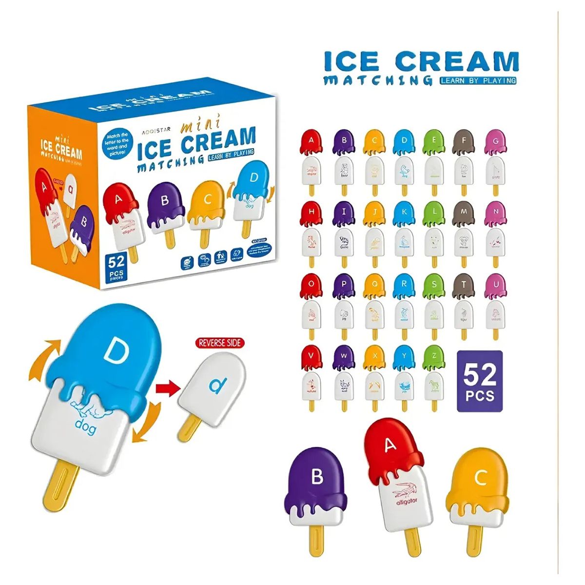 GENERICO - Set Helados Educativo Unir Letras 52 Piezas