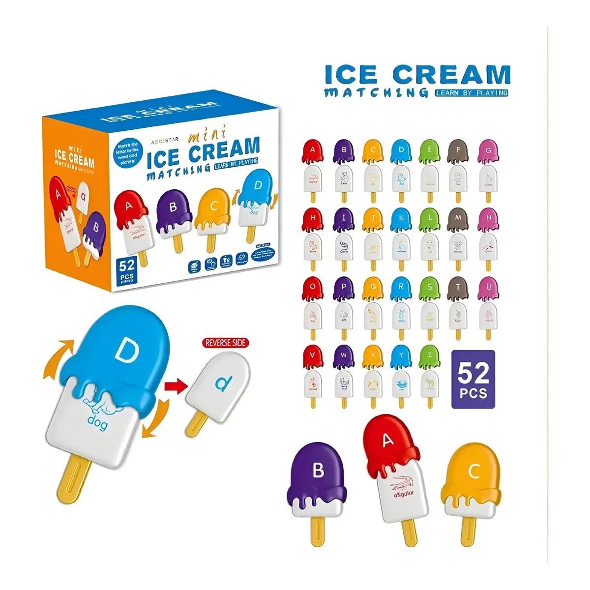 GENERICO - Set Helados Educativo Unir Letras 52 Piezas