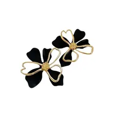 LUX JOYAS - AROS ALEACIÓN FLOR DOR NEG