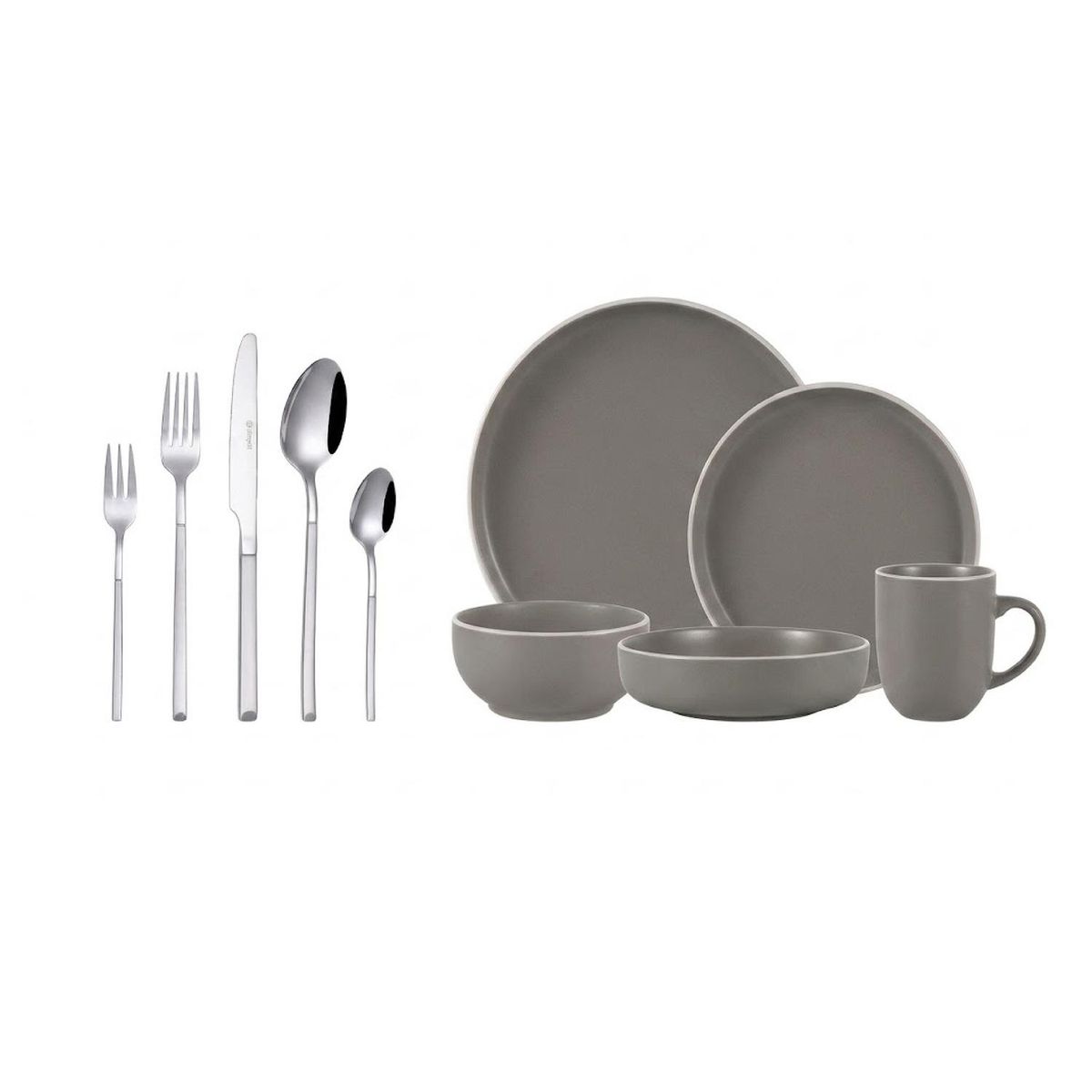 SIMPLIT - Juego de Loza 30pcs Bruselas + Cuchilleria 30pcs Puglia
