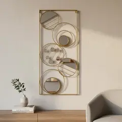 GENERICO - Cuadro decorativo con espejo dorado 40x90 cm