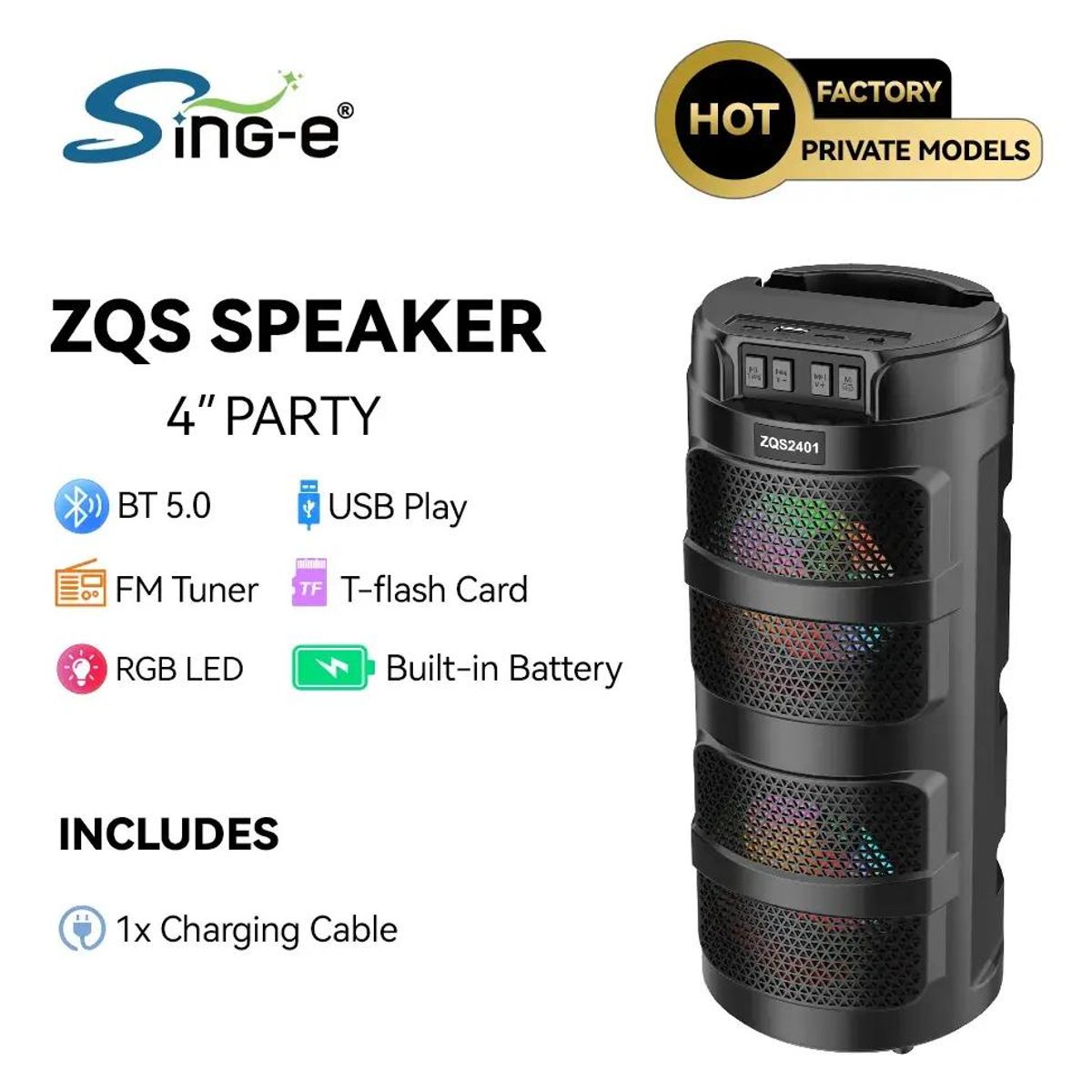GENERICO - Parlante Bluetooth 5W con Sonido Estéreo y Función Karaok