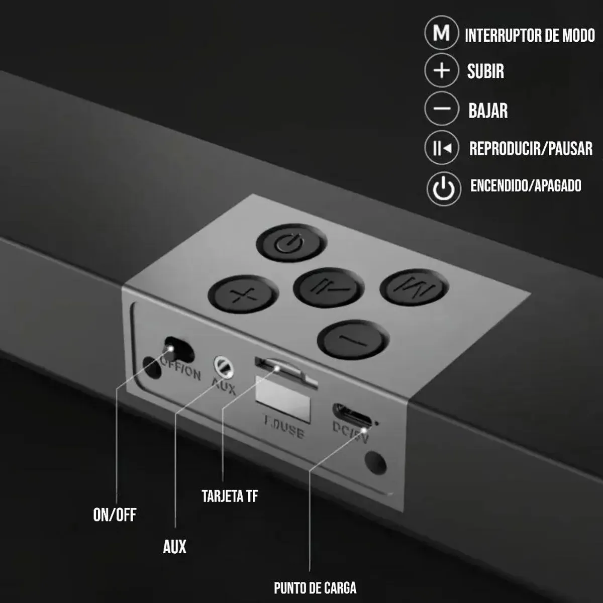 GENERICO - Barra de Sonido Portátil Recargable con Luces RGB y Bluet