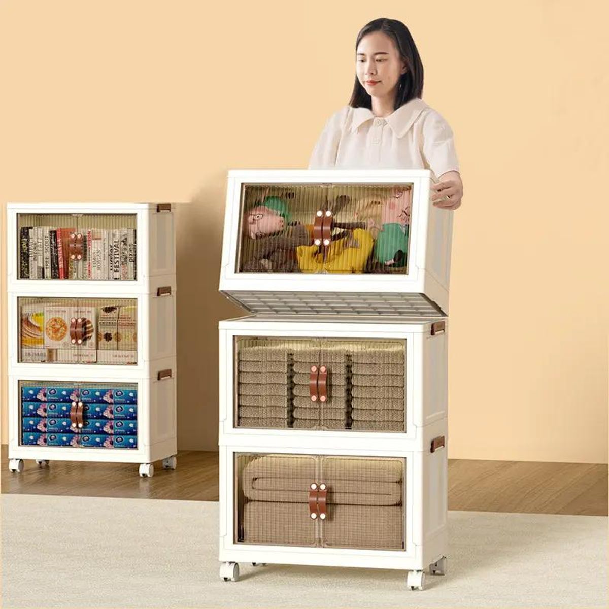 GENERICO - Cajonera plegable de 3 niveles con ruedas