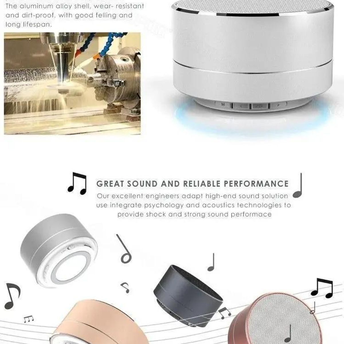 GENERICO - Parlante Mini Altavoz Bluetooth Free Music A10 Gris